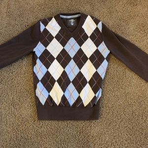 brown argyle sweater